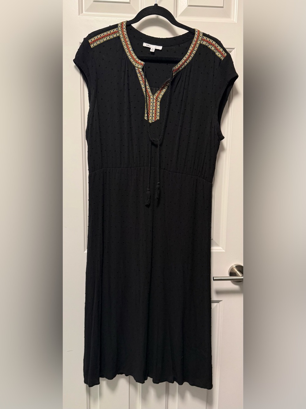 DR2 by Daniel Rainn Embroidered Split Neck Dress